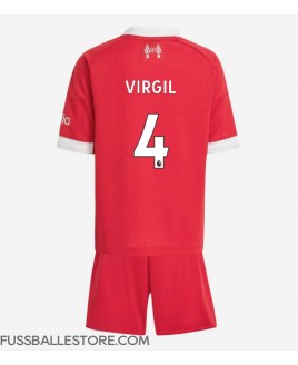 Günstige Liverpool Virgil van Dijk #4 Heimtrikotsatz Kinder 2025-26 Kurzarm (+ Kurze Hosen)